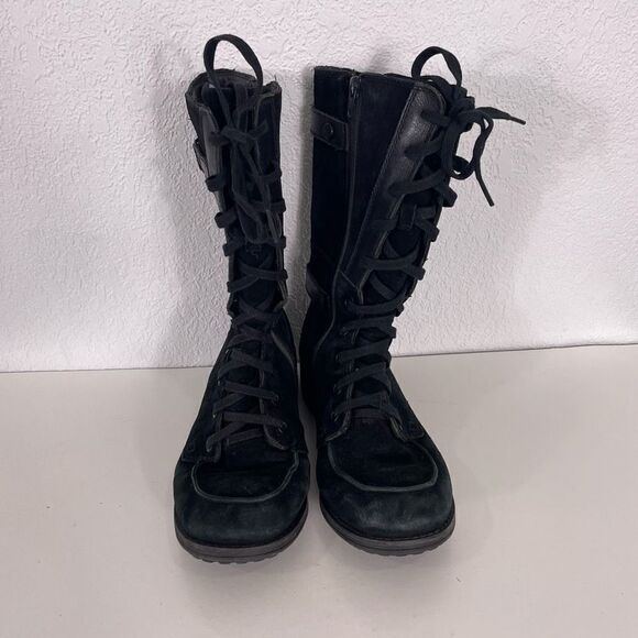 The North Face Black Leather & Suede Lace Up Combat Boots - Picture 3 of 8
